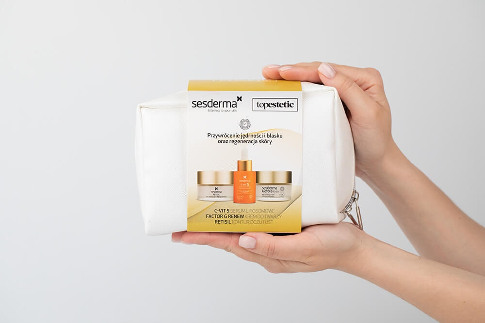 Sesderma C-VIT 5 Serum + Factor G Cream + Retisil Eye and Lip ZESTAW Pielęgnacja Skóry Dojrzałej - Serum 30 ml + Krem przeciwstarzeniowy 50 ml + Krem pod oczy 30 ml