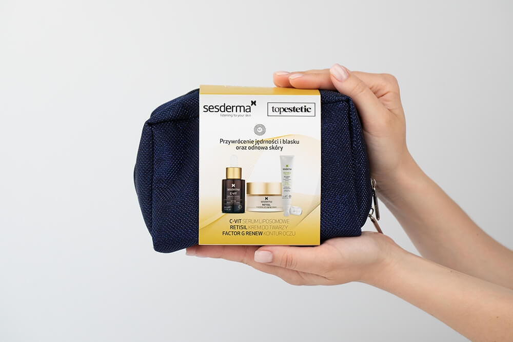 Sesderma C-VIT Serum + Retisil Cream + Factor G Eye Creme ZESTAW Pielęgnacja Skóry Dojrzałej z Przebarwieniami - Serum liposomowe 30 ml + Krem ujędrniający 50 ml + Krem pod oczy 15 ml