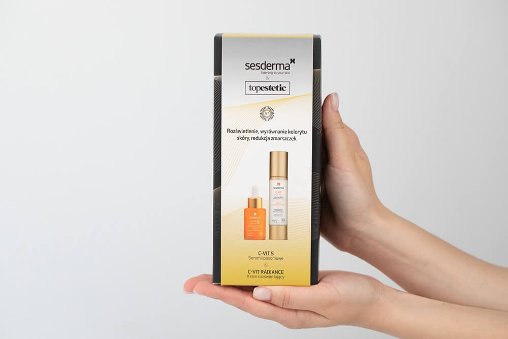 Sesderma C-VIT 5 Serum + C-VIT Radiance ZESTAW Pielęgnacja Rewitalizująca Dodająca Blasku, Serum 30 ml + Krem rozświetlający 50 ml