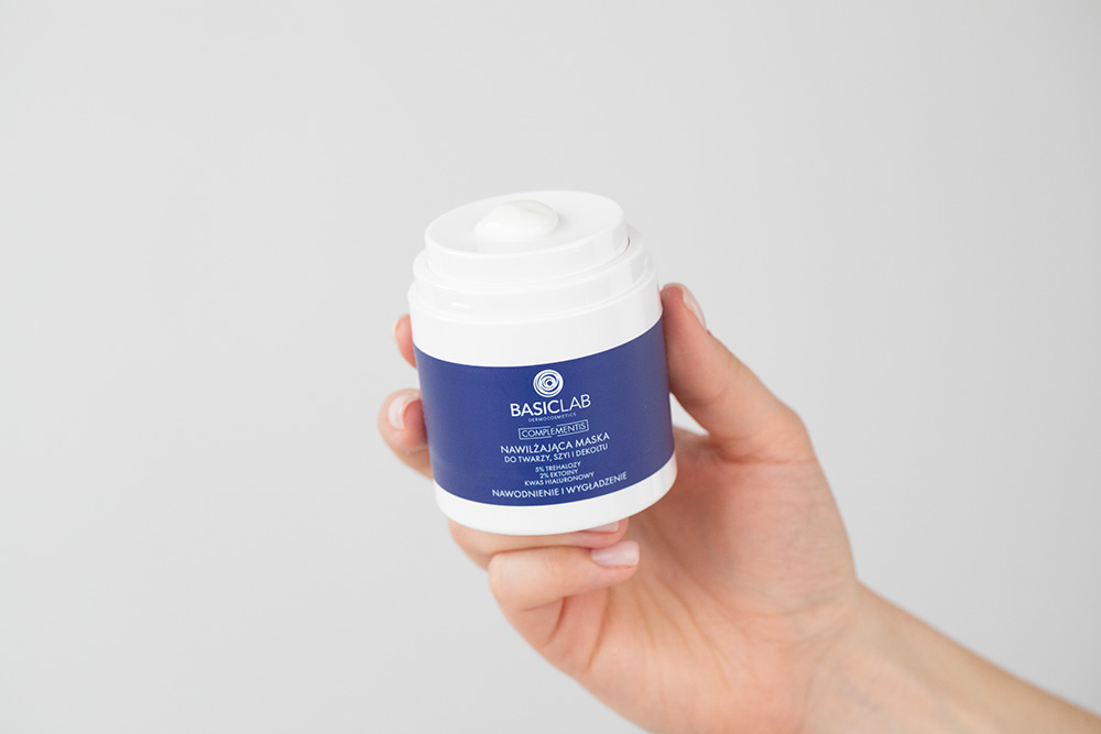 BasicLab Nawodnienie i Wygładzenie Nawilżająca maska do twarzy, szyi i dekoltu 50 ml
