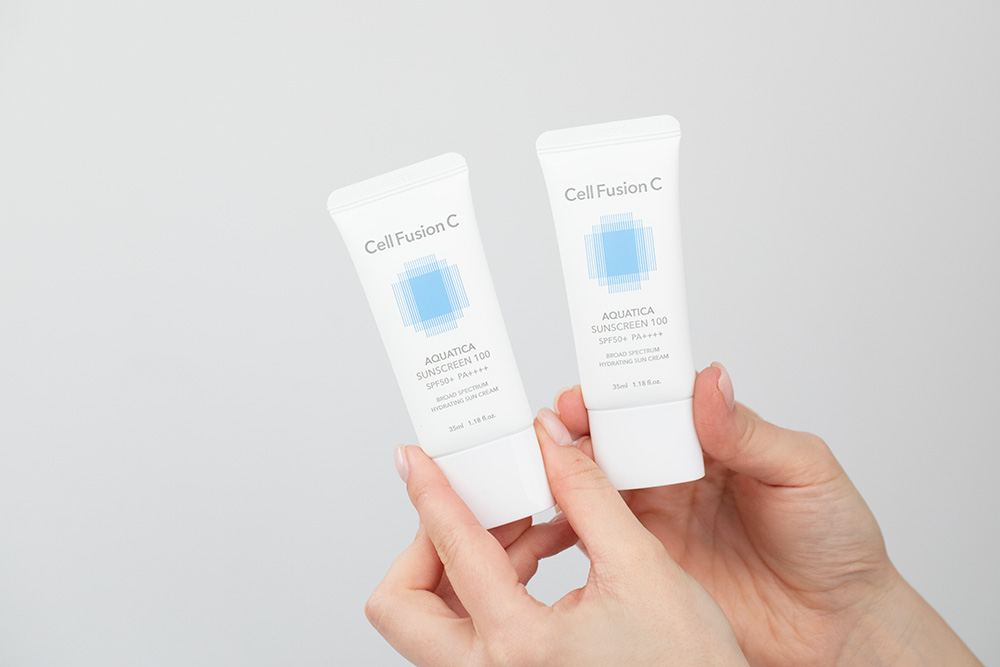 Cell Fusion C Aquatica Sunscreen 100 SPF 50+ / PA ++++ ZESTAW Wyciszający i nawilżający krem z fotoprotekcją 2 x 35 ml