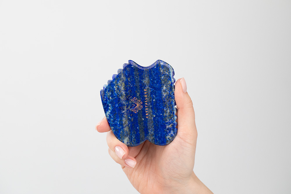 Crystallove Lapis Lazuli Contour Gua Sha Płytka do masażu twarzy gua sha z lapisu lazuli 1 szt