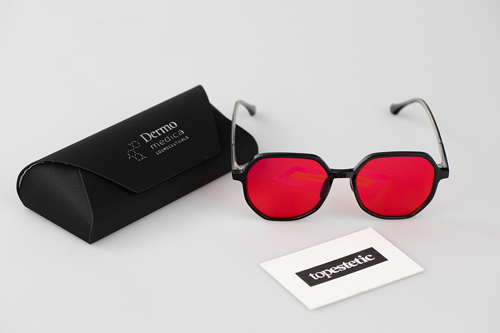 Dermomedica Glasses Red Trendy Okulary z soczewkami wspierającymi rytm okołodobowy 1 szt