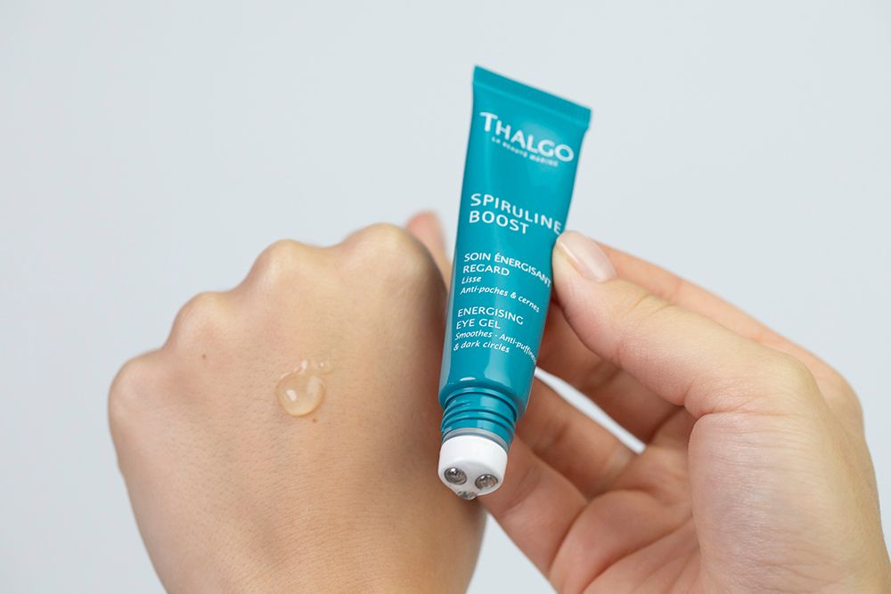 Thalgo Energising Eye Gel + Nutri Soothing Cream ZESTAW Żel roll-on do pielęgnacji skóry wokół oczu 15 ml + Odżywczy i łagodzący krem 15 ml