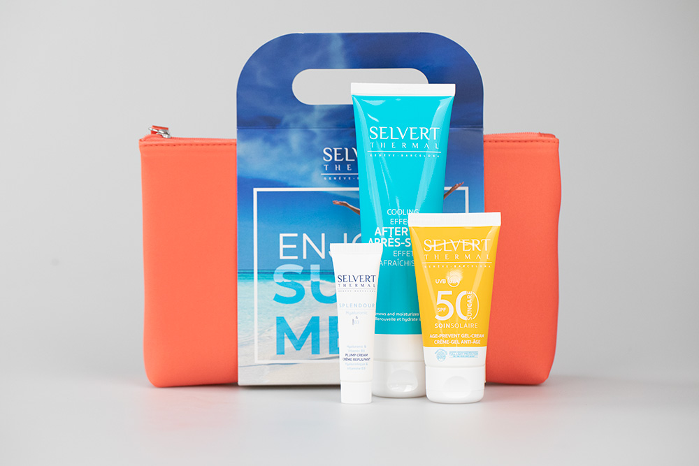 Selvert Thermal Enjoy Summer ZESTAW Żel-krem do twarzy z barierą ochronną 50 ml + Emulsja po opalaniu 150 ml + Krem wypełniający zmarszczki 15 ml