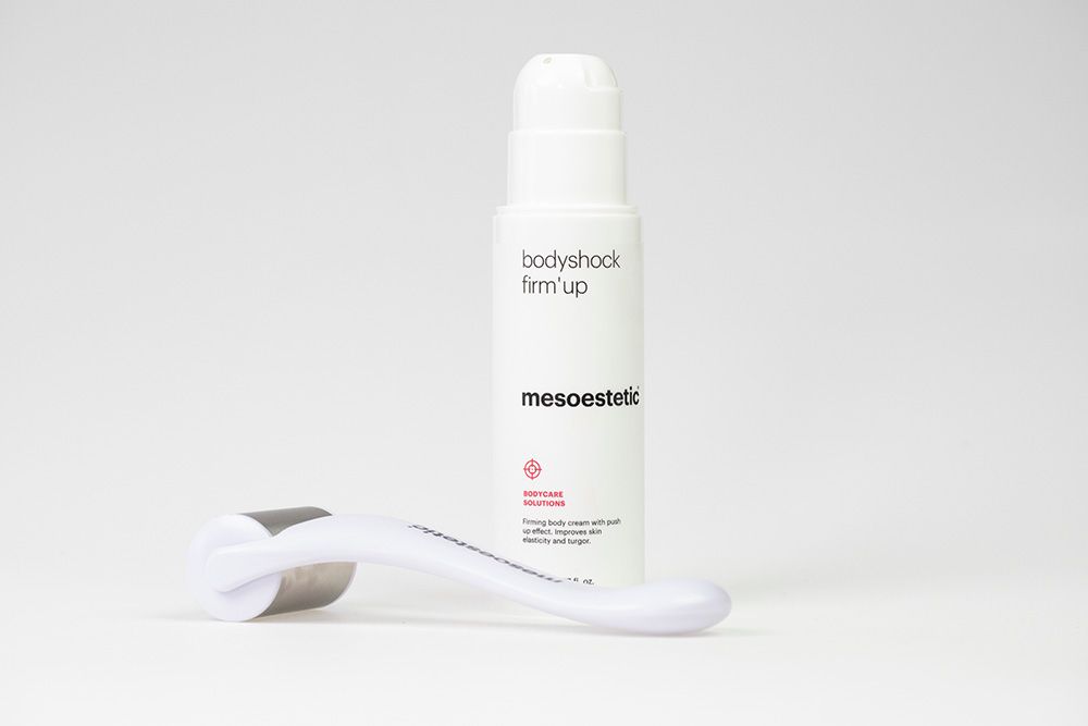 Mesoestetic Firm Up + Rolka do masażu ZESTAW Krem ujędrniający do ciała 150 ml + Zwiększa wchłanianie składników aktywnych 1 szt