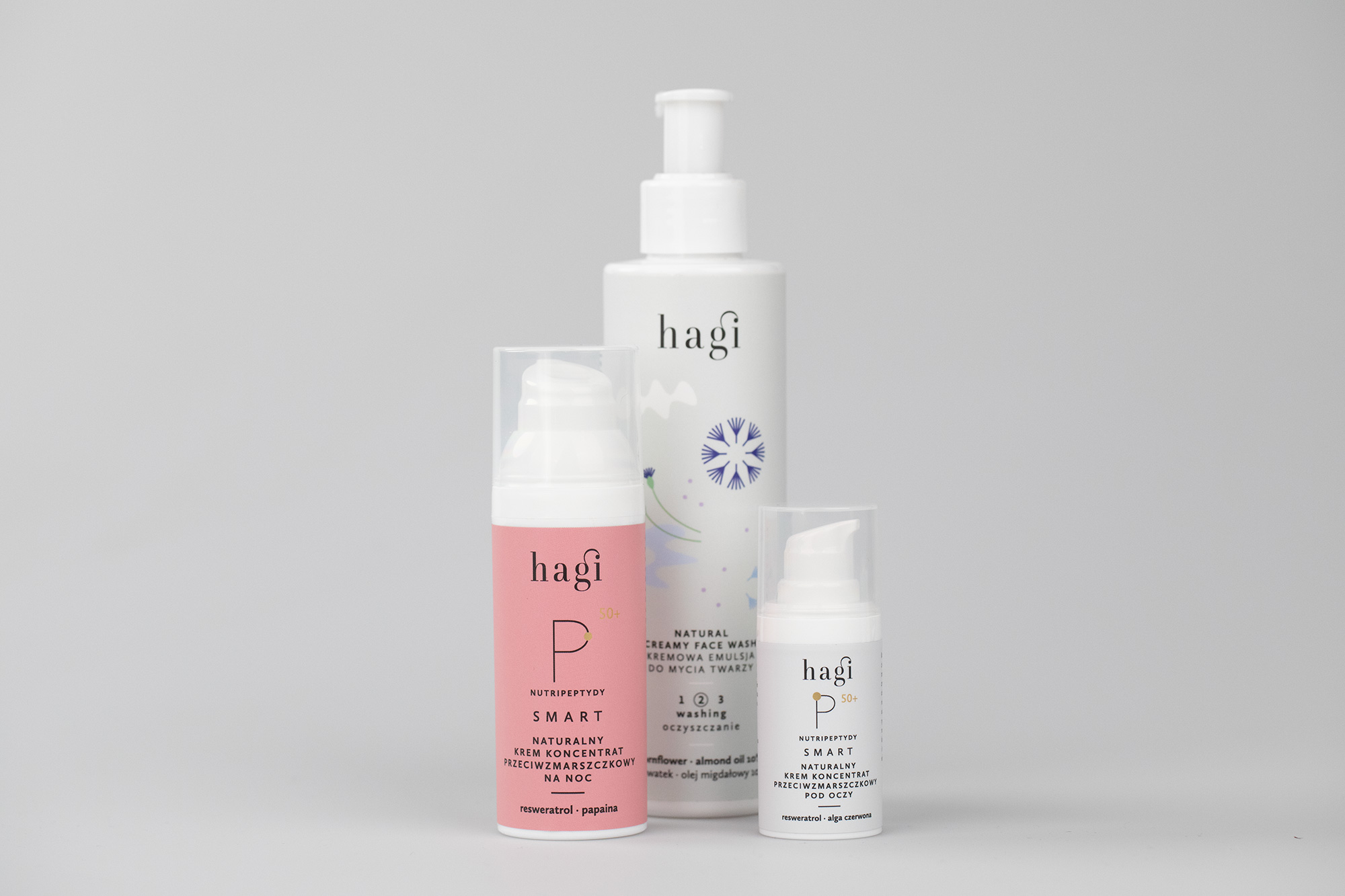 Hagi Pielęgnacja Nutripeptydowa na Noc ZESTAW Emulsja do mycia twarzy 200 ml + Krem przeciwzmarszczkowy 50 ml + Krem pod oczy 15 ml