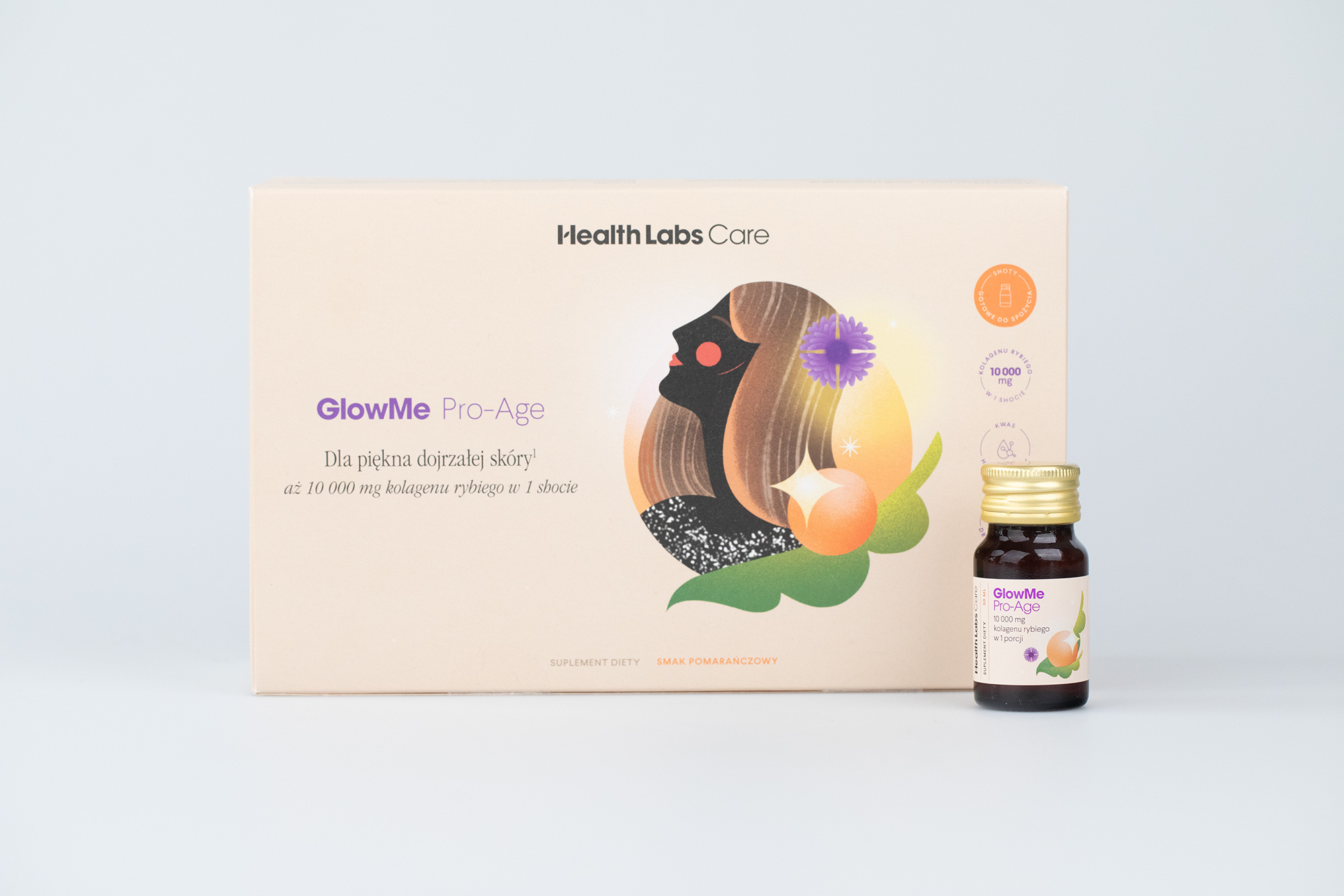 Health Labs Care GlowMe Pro-Age Kolagenowe shoty dla skóry dojrzałej 15x 30 ml