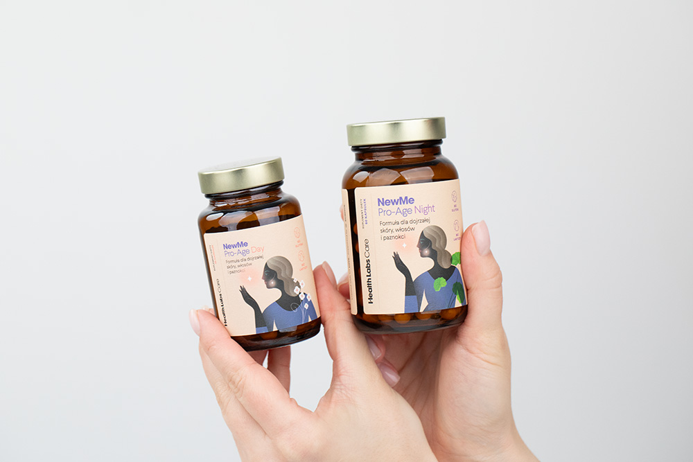 Health Labs Care NewMe Pro-Age Formuła z kolagenem i kwasem hialuronowym dla dojrzałej skóry i włosów 90 kaps