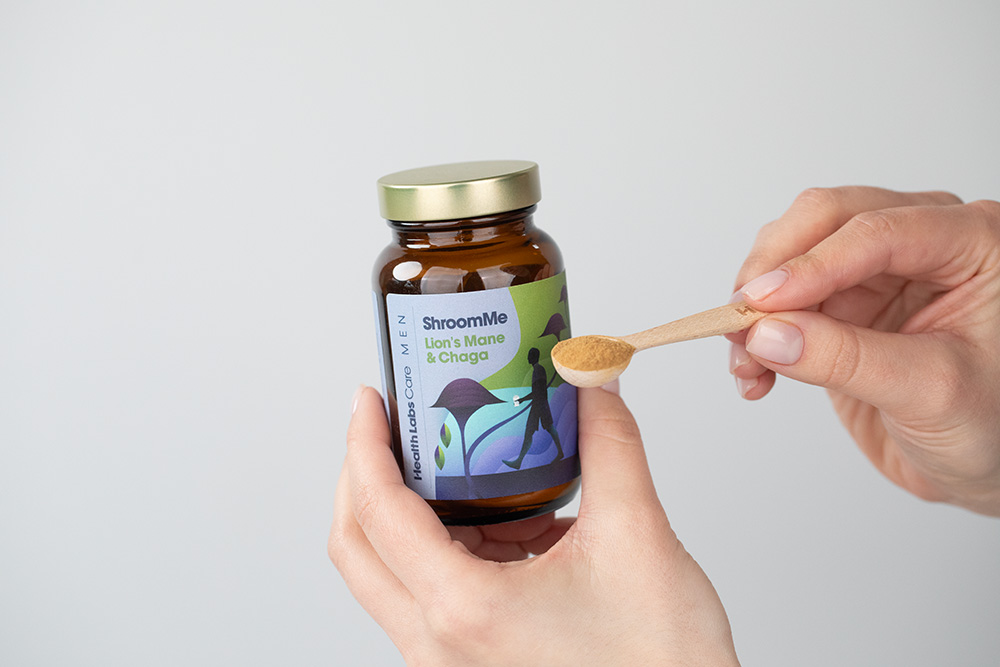 Health Labs Care ShroomMe Men Lion’s Mane And Chaga Skoncentrowane adaptogeny dla mężczyzn 45,5 g
