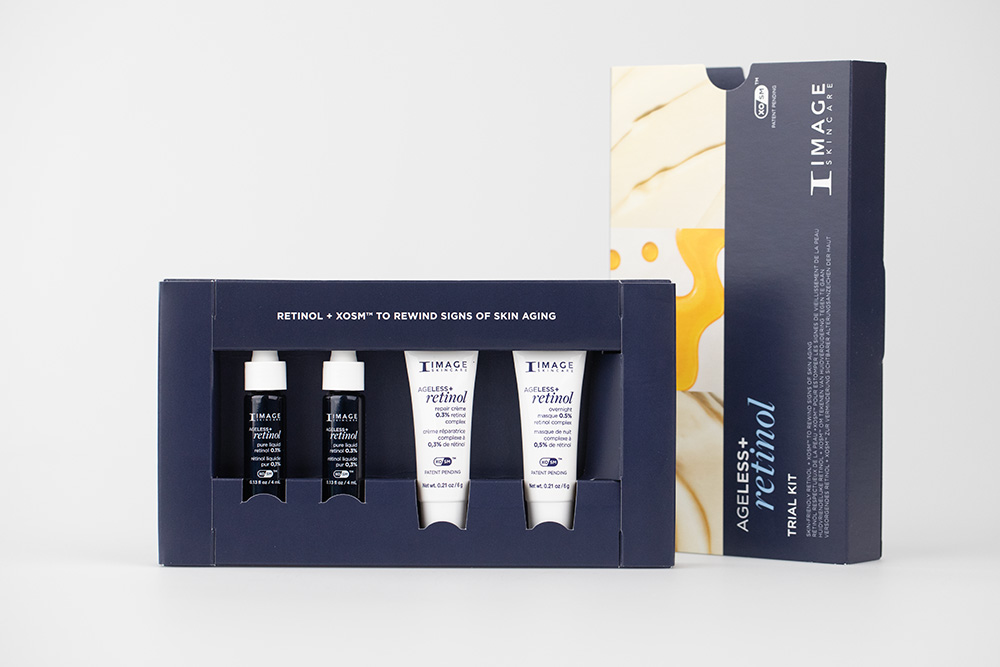 Image Skincare Ageless+ Retinol Trial Kit ZESTAW Serum z retinolem 0,1% 3,7 g + Serum z retinolem 0,3% 3,7 g + Krem regenerujący 6 g + Maska nocna 6 g