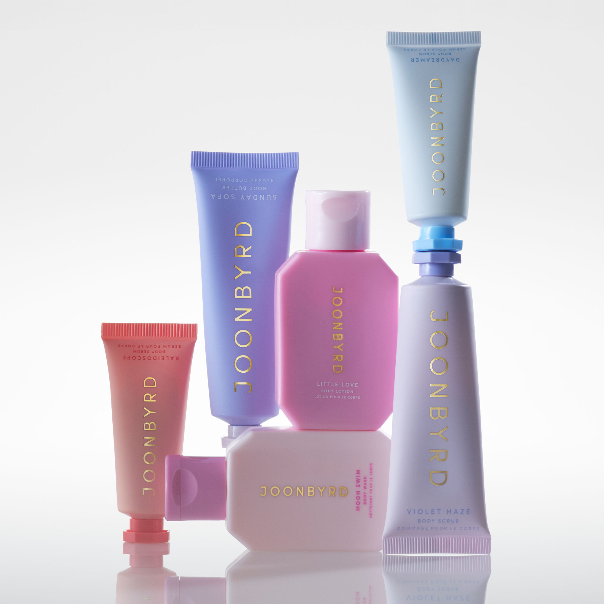 Joonbyrd Better Together ZESTAW Nawilżający żel pod prysznic 50 ml + Balsam do ciała 50 ml + Peeling do ciała 30 ml + Masło do ciała 30 ml + Serum do ciała 15 ml