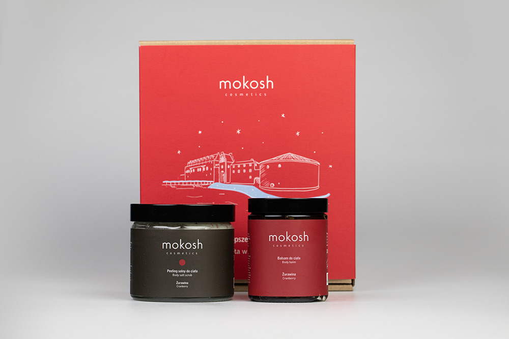 Mokosh Malmohos ZESTAW Balsam do ciała żurawina 180 ml + Peeling solny do ciała żurawina 300 g