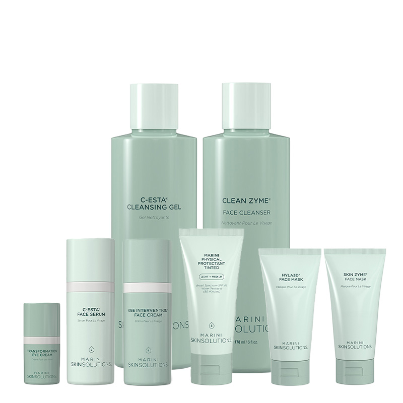 C-ESTA® Cleansing Gel + Clean Zyme® + Skin Zyme® Face Mask + Hyla3D® Face Mask + C-ESTA® Face Serum + Age Intervention® Face Cream + P