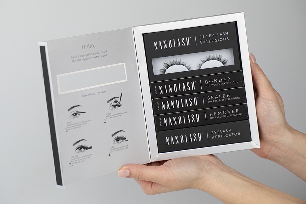 Nanolash Starter Kit Divine ZESTAW Sztuczne rzęsy 36 kępek + Preparat utrwalający 5 ml + Preparat zabezpieczający 5 ml + Preparat do zdejmowania 5 ml + Aplikator 1 szt