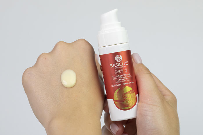 BasicLab Rewitalizacja i Ukojenie ZESTAW Nawilżający żel do twarzy 30 ml + Serum 0,3% retinolu , 3% witaminy C i koenzymem Q10, 30 ml