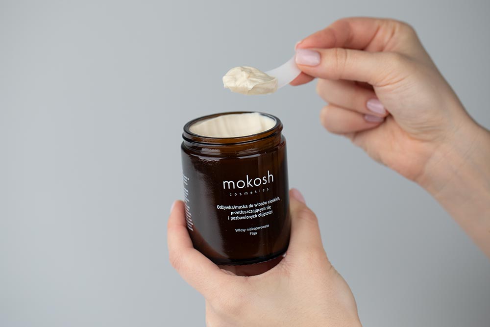 Mokosh Włosy Pełne Objętości ZESTAW Szampon 200 ml + Odżywka 180 ml - Włosy niskoporowate - Figa z węglem