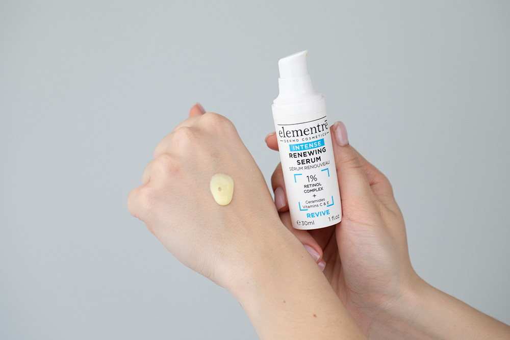 Elementre Renewing Serum + AHA Foamer ZESTAW Serum z 1% retinolem 30 ml + Delikatna pianka, złuszczająca, odtłuszczająca i oczyszczająca 120 ml