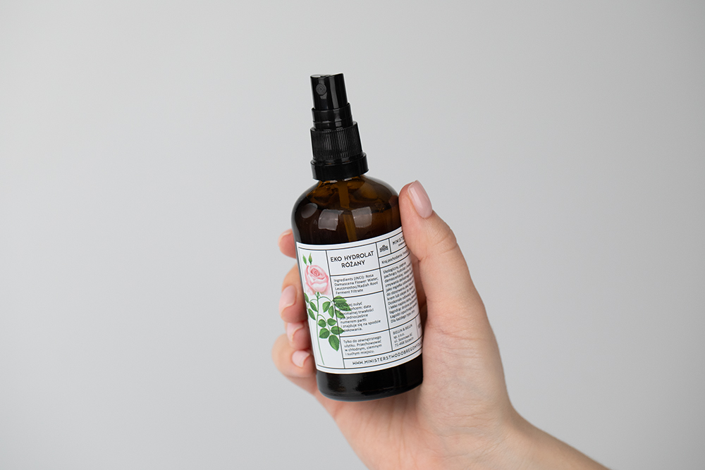 Ministerstwo Dobrego Mydła Róża + Roller Topestetic ZESTAW Eko hydrolat różany 100 ml + Roller z różowego kwarcu 1 szt