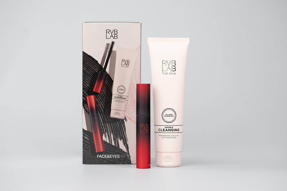 RVB LAB Make Up Face and Eyes Set ZESTAW Tusz pogrubiający, podkręcający i wydłużający rzęsy 13,5 ml + Oczyszczający olejek w żelu 2w1, 150 ml