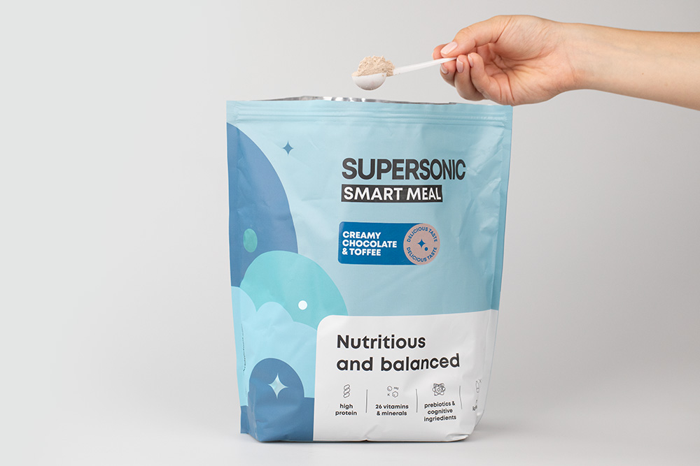 Supersonic Food Ready to Drink x 3 + Smart Meal ZESTAW Kremowa czekolada 330 ml x 3 + Kremowa czekolada z toffee 1300 g