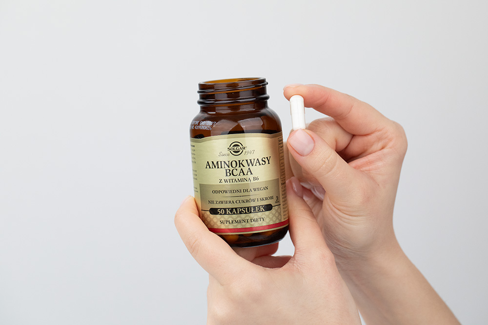Solgar BCAA (w postaci wolnej) Aminokwasy o rozgałęzionych łańcuchach 50 kaps.