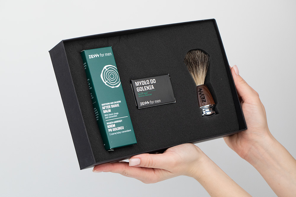 Zew For Men Zestaw Gładki Golibroda ZESTAW Mydło do golenia 85 ml + Pędzel do golenia 1 szt + Krem po goleniu 80 ml