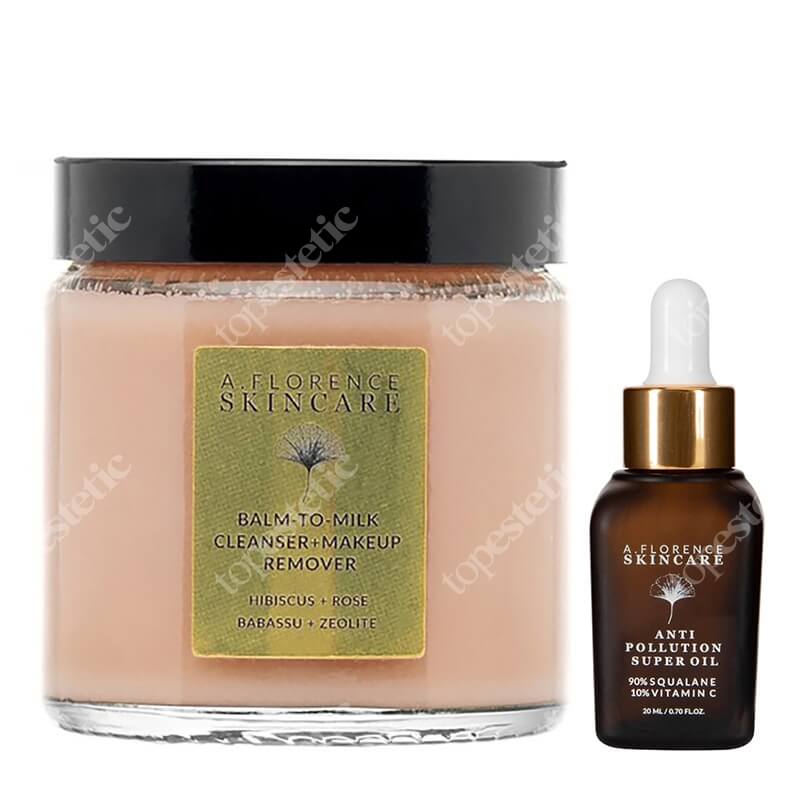 A.Florence Skincare Balm To Milk Cleanser Make-Up Remover + Anti Pollution Super Oil ZESTAW Mleczny balsam myjący 120 ml + Olejek na przebarwienia do twarzy 20 ml