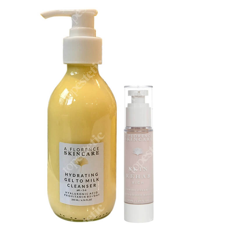 A.Florence Skincare Hydrating Gel Cleanser + Skin Rehab Rich Cream ZESTAW Nawilżający żel myjący 200 ml + Krem odżywczy do skóry suchej, wrażliwej, podrażnionej 50 ml