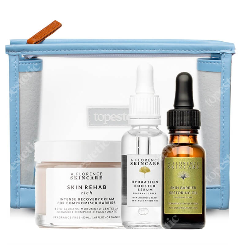 A.Florence Skincare Skóra Sucha ZESTAW Serum nawadniające 30 ml + Krem odżywczy 50 ml + Serum odbudowujące 20 ml + Kosmetyczka