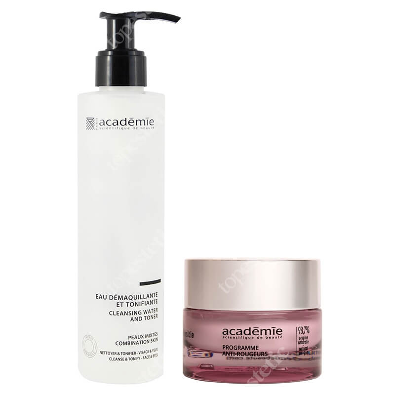 Academie Sensitive Skin Set ZESTAW Woda różana do demakijażu 200 ml + Krem na zaczerwienienia 50 ml