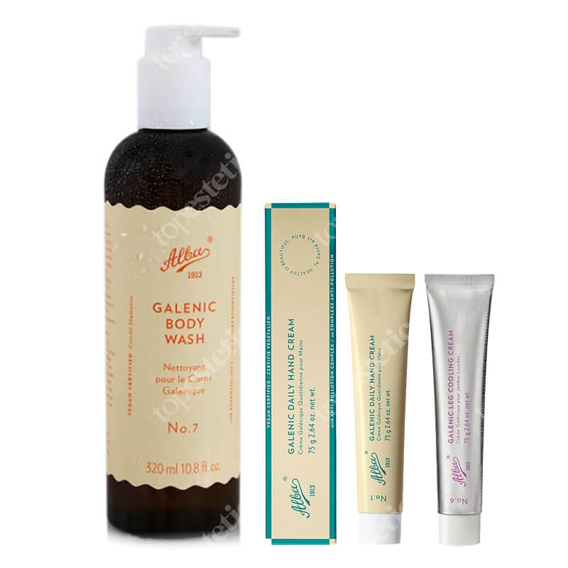 Alba1913 Hand Cream + Leg Cooling Cream + Body Wash ZESTAW Krem do rąk 75 g + Krem do przemęczonych nóg 75 g + Płyn do mycia ciała 320 ml