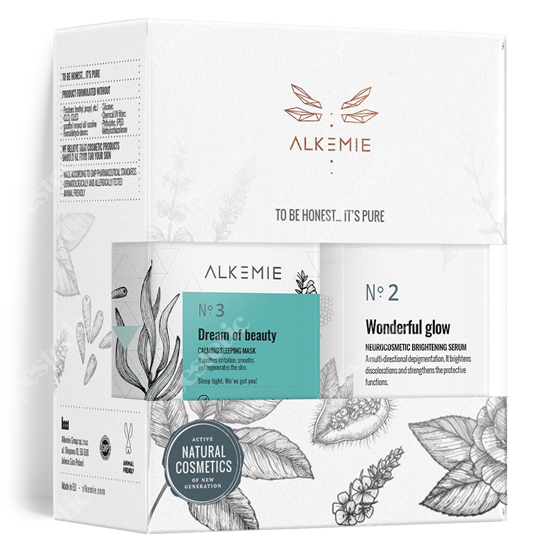 Alkmie Peaceful Beauty Set 2019 ZESTAW Maska 60 ml + Serum rozjaśniające 30 ml
