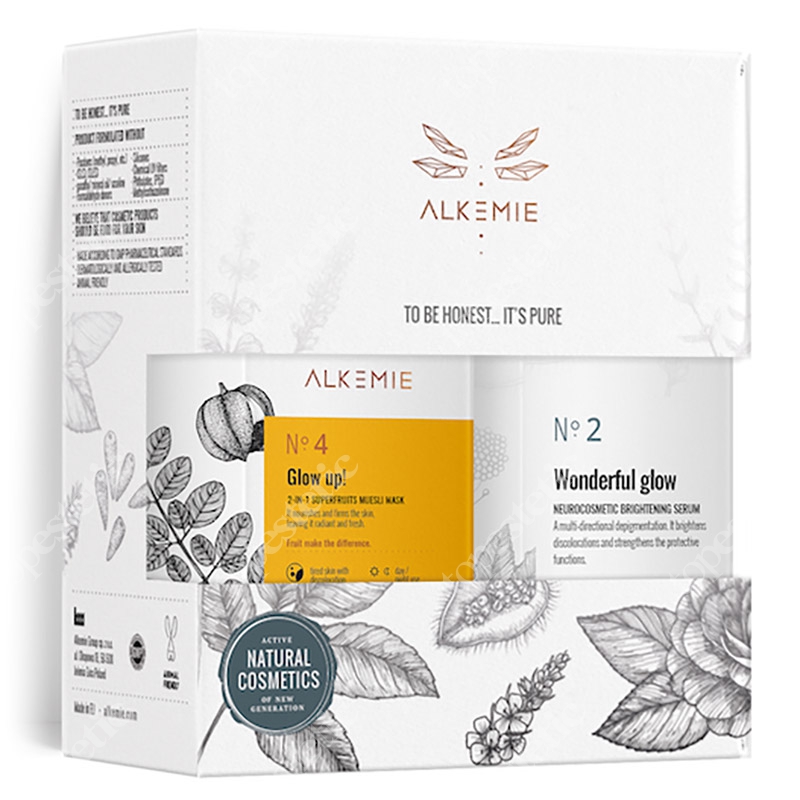 Alkmie Let Yourself Shine Set 2019 ZESTAW Serum rozjaśniające 30 ml + Peeling-maska z superowocami 60 ml