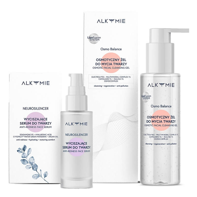 Alkmie Calming Set ZESTAW Osmotyczny żel do mycia twarzy 100 ml + Skoncentrowany booster wyciszający 30 ml