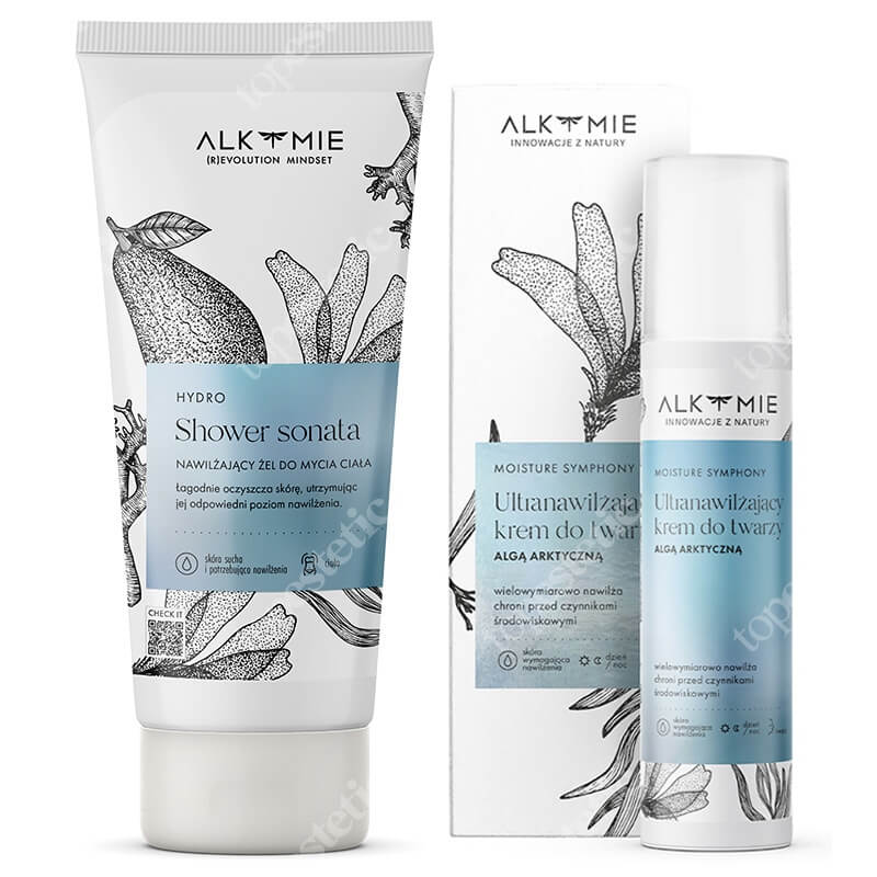 Alkmie Hydra Body And Face ZESTAW Nawilżający żel do mycia ciała 200 ml + Długotrwale nawilżający krem do twarzy 50 ml
