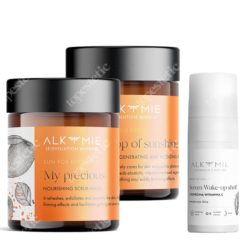 Alkmie My Suny Skin Set ZESTAW Peeling myjący 30 g + Masło regenerująco-brązujące 30 ml + Serum 15 ml