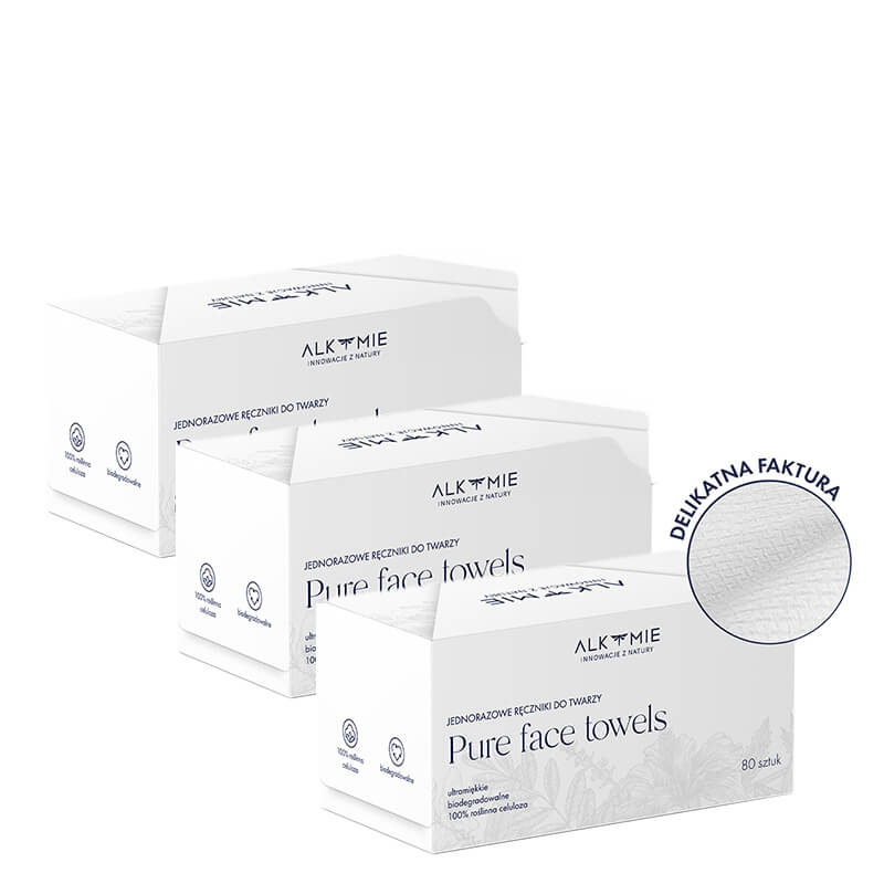 Alkmie Pure Face Towels White Box Set ZESTAW Jednorazowe ręczniki do twarzy 80 szt x 3