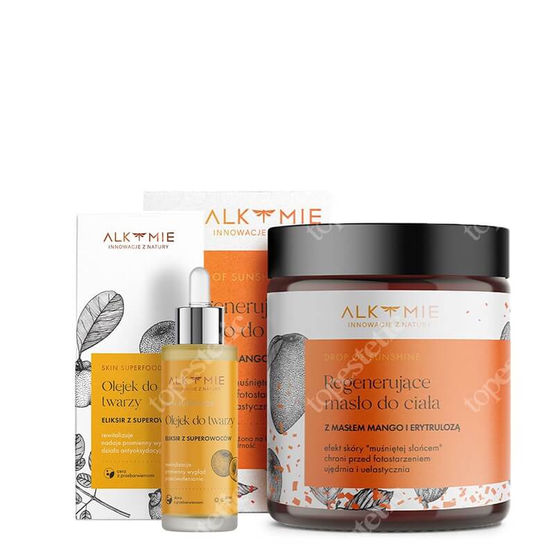 Alkmie Sommer Skin Set ZESTAW Multiwitaminowy olejek z superowocami 30 ml + Bogate masło regenerująco-brązujące do ciała 180 ml