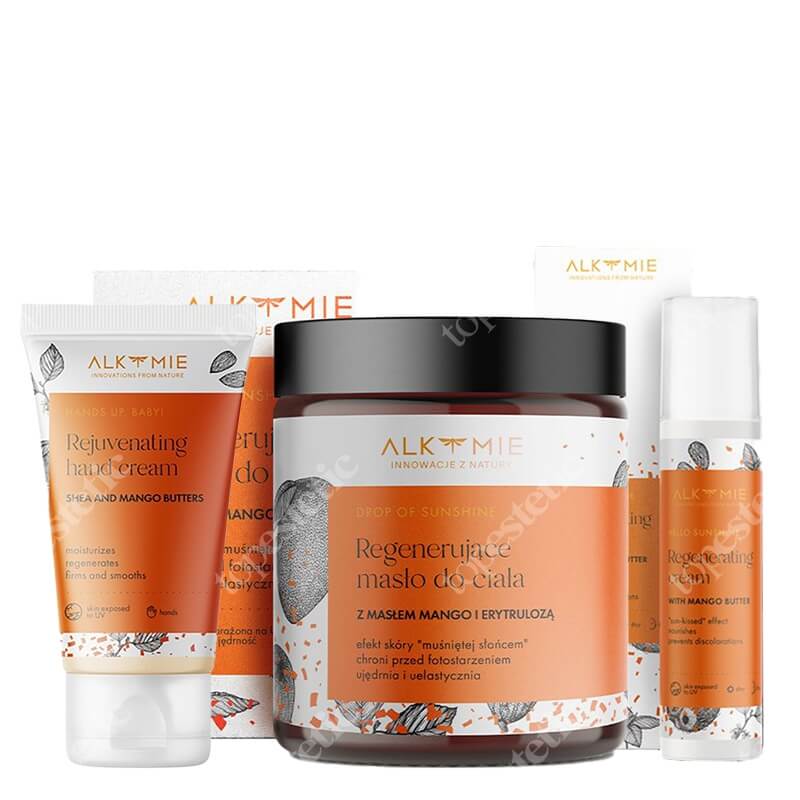 Alkmie Sun For Everyone ZESTAW Masło regenerująco-brązujące do ciała 180 ml + Krem brązujący 50 ml + Krem do dłoni 50 ml