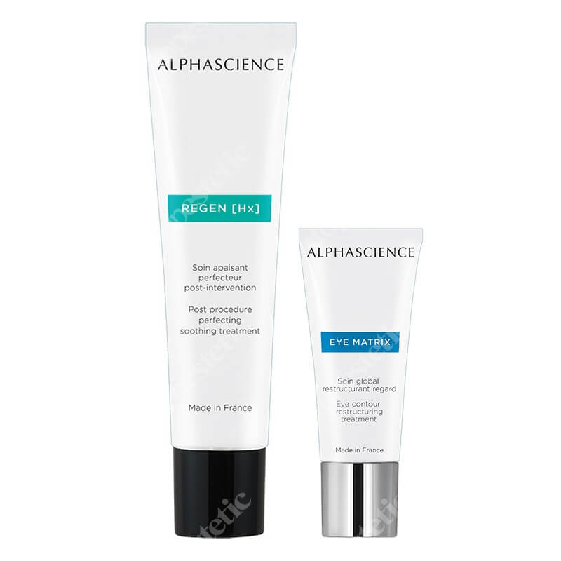 Alphascience Regen Hx + Eye Matrix ZESTAW Emulsja łagodząco-regenerująca po zabiegach 30 ml + Głeboko regenerujacy krem pod oczy 15 ml