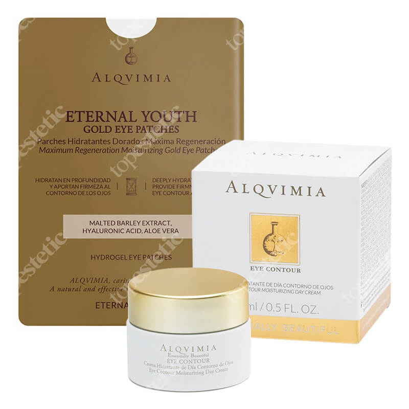 Alqvimia Eye Care ZESTAW Krem na okolicę oczu 15 ml + Złote hydrożelowe płatki pod oczy 1 para