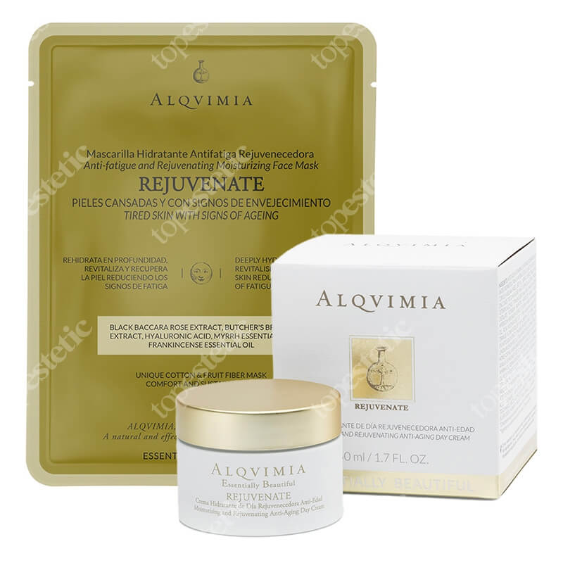 Alqvimia Youth Care Set ZESTAW Maska z włókien bawełnianych i owocowych, odmładzająca 1 szt. + Regenerujący krem młodości na dzień 50 ml