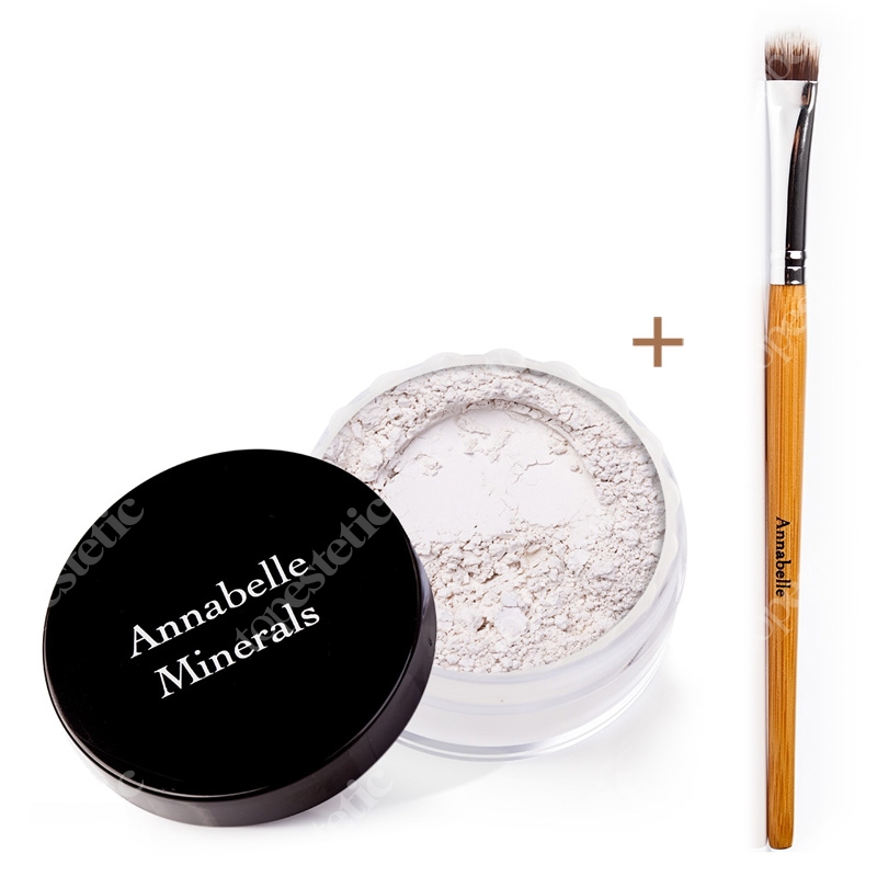Annabelle Minerals Eyeshadows Almond Milk + Pędzelek Do Cieni ZESTAW Cień glinkowy (kolor Almond Milk) 3 g + Pędzelek do nakładania cieni mineralnych