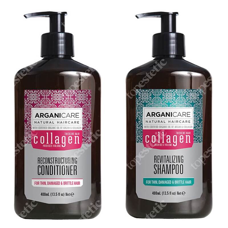 Arganicare Collagen Hair Set ZESTAW Szampon do cienkich włosów 400 ml + Odżywka odbudowująca 400 ml