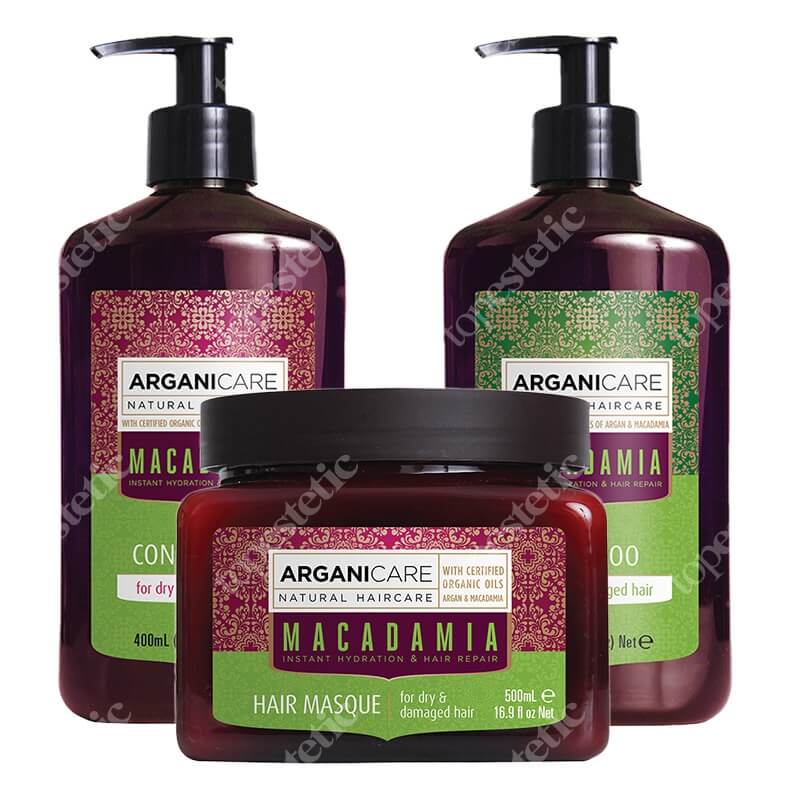 Arganicare Macadamia Hair Protect ZESTAW Szampon 400 ml + Odżywka 400 ml + Maska 500 ml