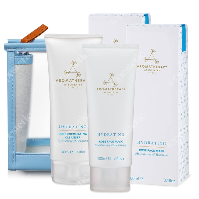 Aromatherapy Associates Fresh Rose ZESTAW Peeling do twarzy 100 ml + Maseczka do twarzy 100 ml + Kosmetyczka 1 szt
