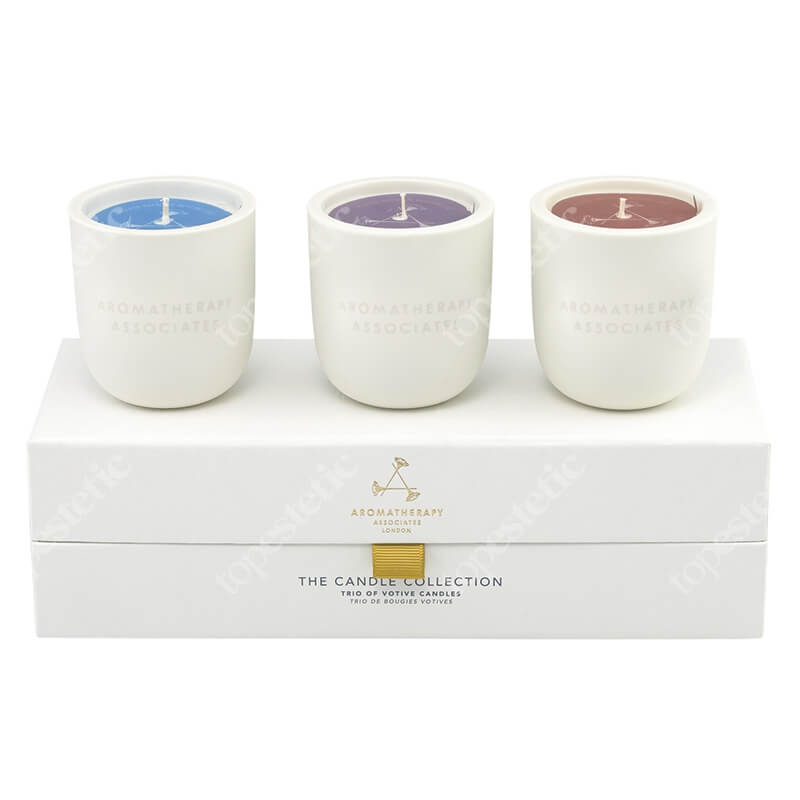 Aromatherapy Associates Moments The Candle Collection ZESTAW Świeca Deep Relax 80 g + Świeca De-Stress 80 g + Świeca Rose 80 g
