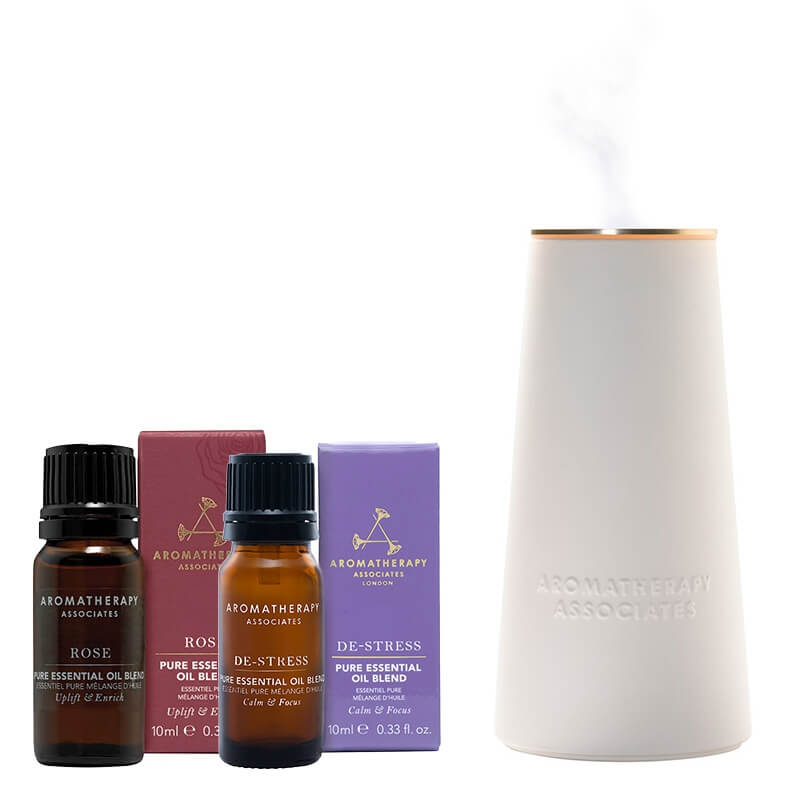 Aromatherapy Associates Pure Essential Set ZESTAW Przenośny dyfuzor na olejki eteryczne 1 szt + Olejek 10 g + Olejek 10 ml