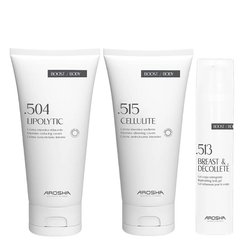 Arosha Modelowanie 24H ZESTAW Żel napinający na biust i dekolt 100 ml + Intensywnie wyszczuplający krem 200 ml + Nocna kuracja wyszczuplająca 200 ml